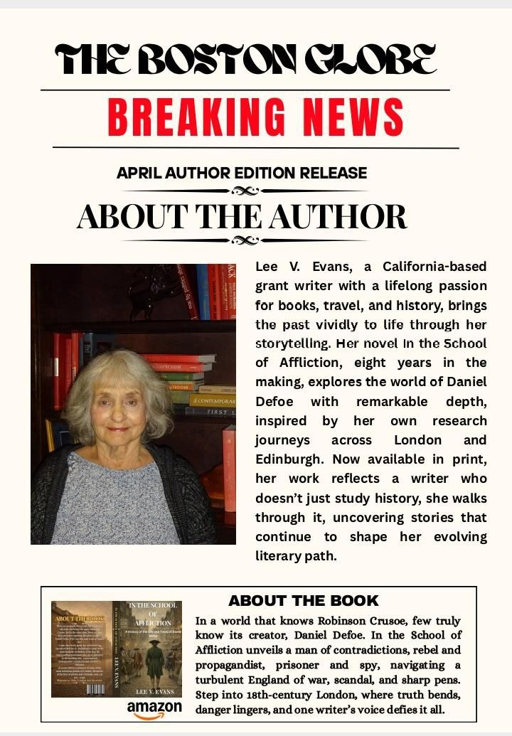 Special Edition newspaper feature — About the author Lee V. Evans and her novel In the School of Affliction